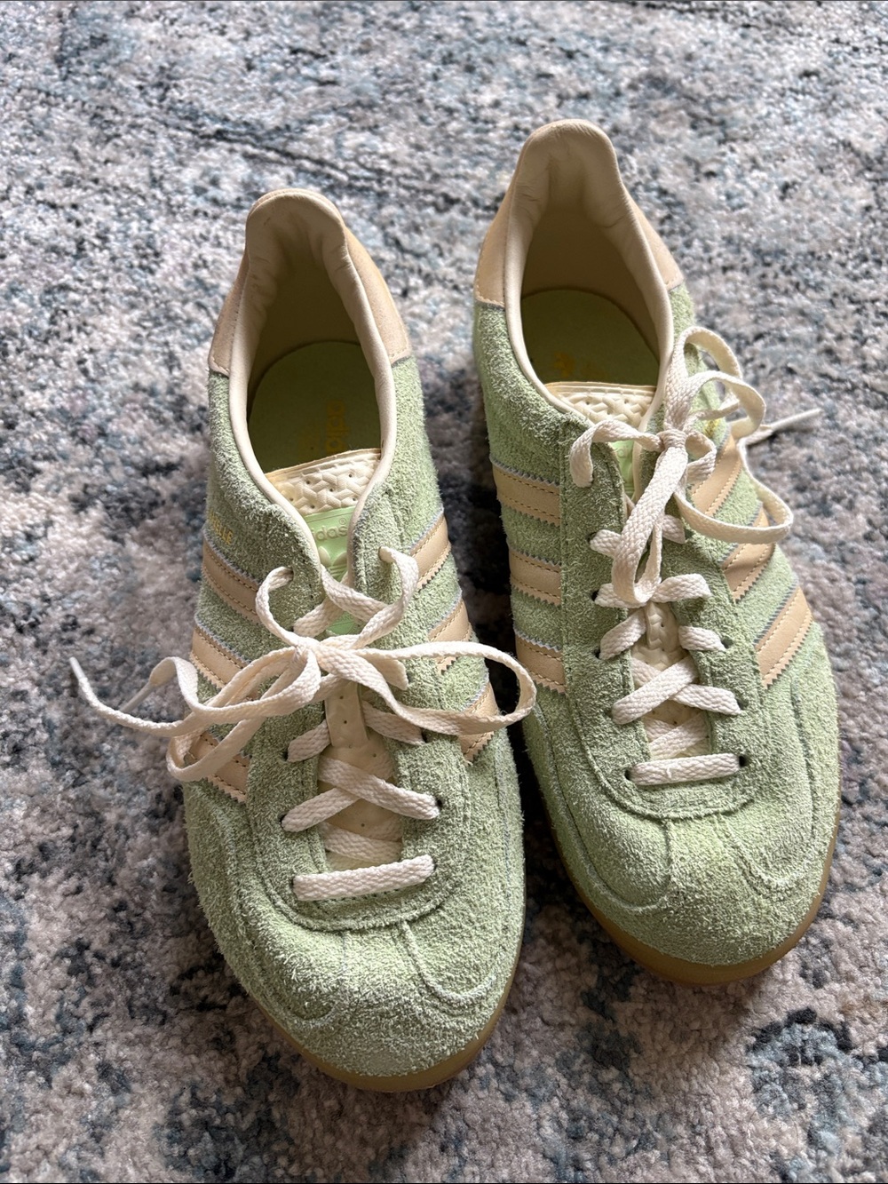 adidas Women's Suede Trainer in Mint Green and Cream